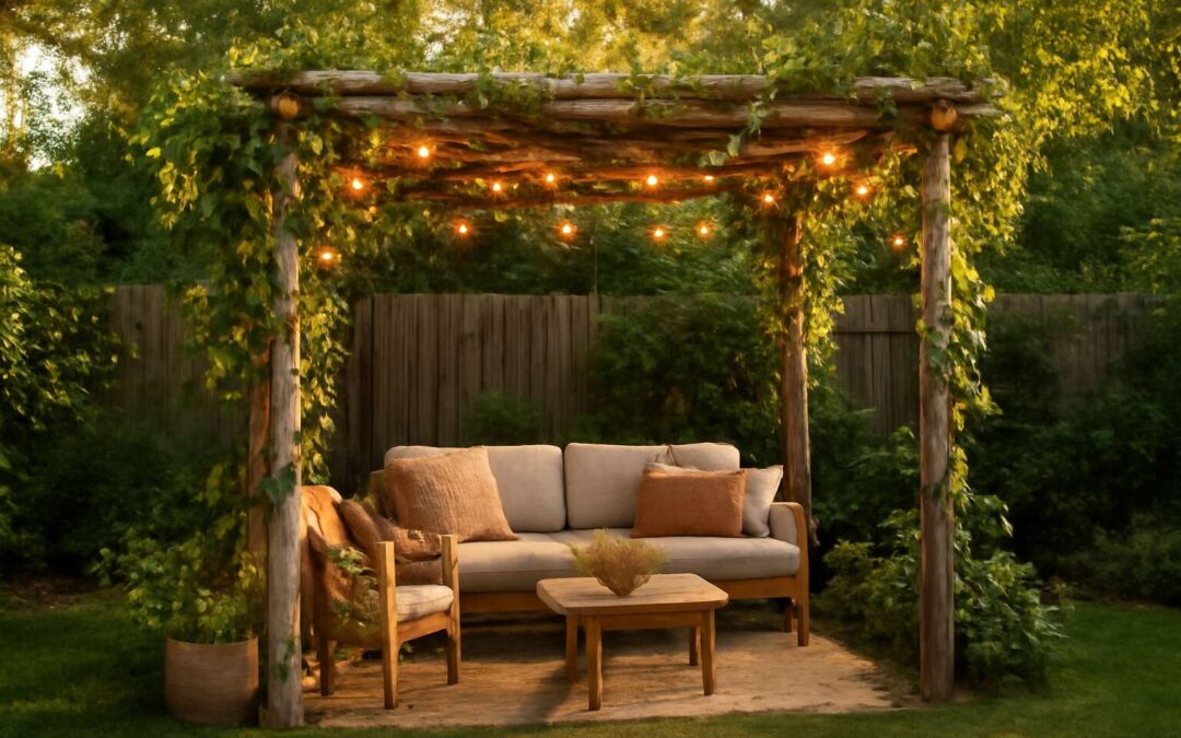 Elevate Your Backyard with a pergola with gum poles for shade and style.