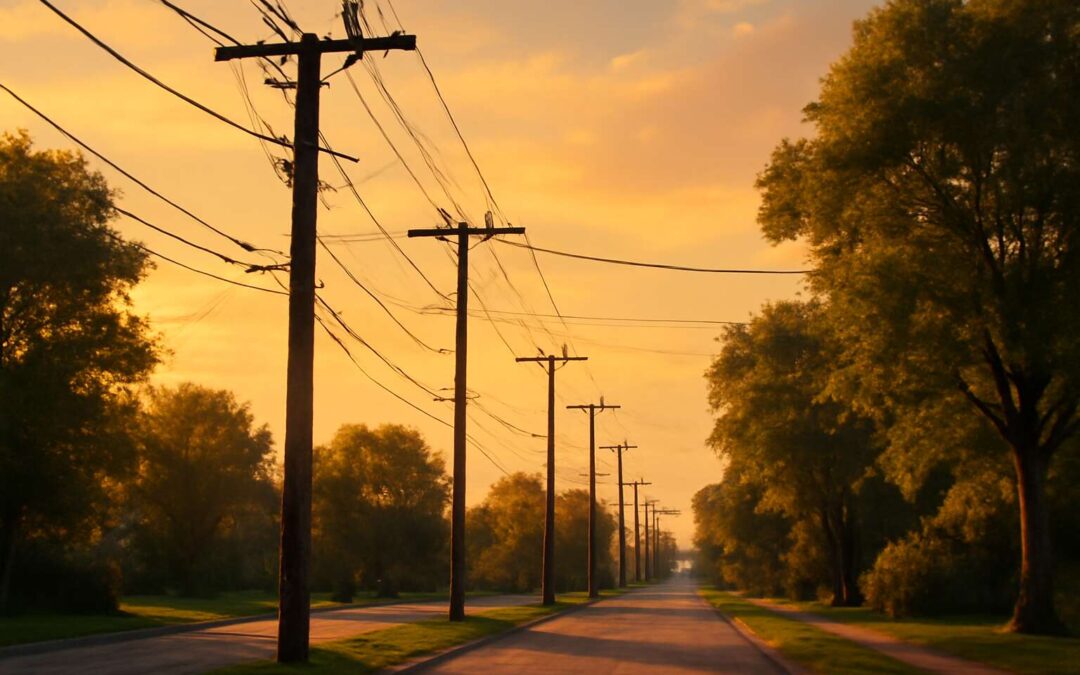 Explore utility poles nearby: urban views and handy access.